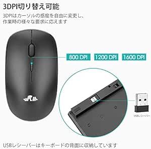 Medium-日本語配列 Rii ワイヤレスキーボード 無線 フルキーボード マウス セット 108キー日本語JIS配列 テンキ_画像5