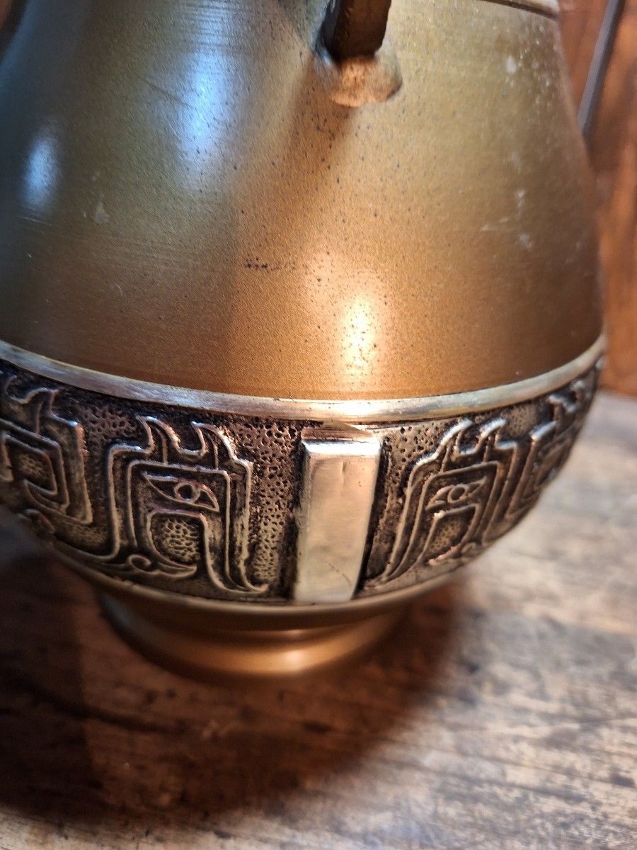 日本製ブロンズ花瓶 高岡銅器  15.7 H 24.5cm