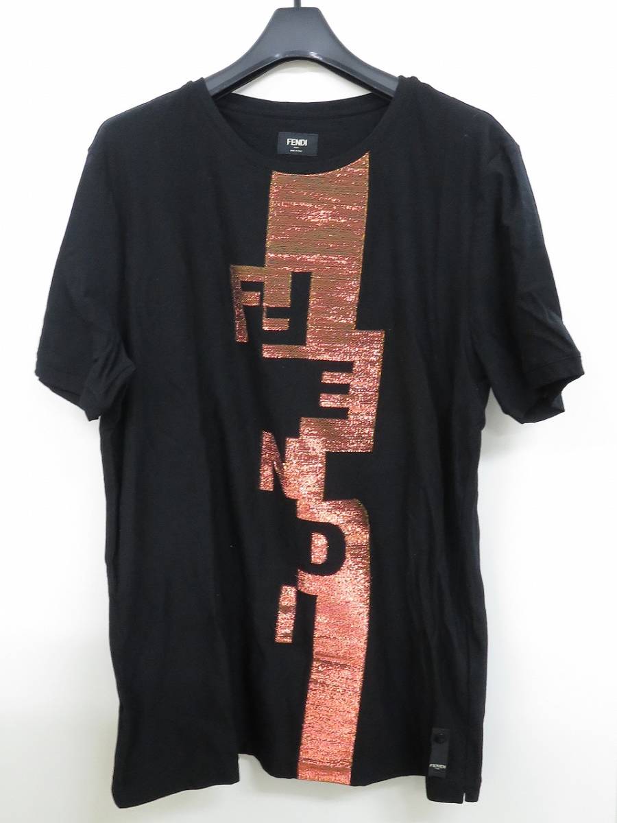 FENDI フェンディ Tシャツ/lurex logo T-shirt/FY0894AAOF/XXL/コットン/BLK/ブラックの画像1