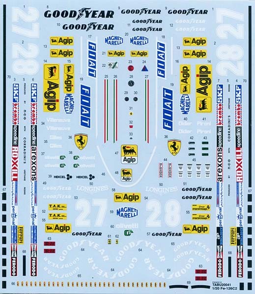 タブデザイン (TABU) 20041 1/20 フェラーリ 126C2 フルスポンサーデカール_画像2