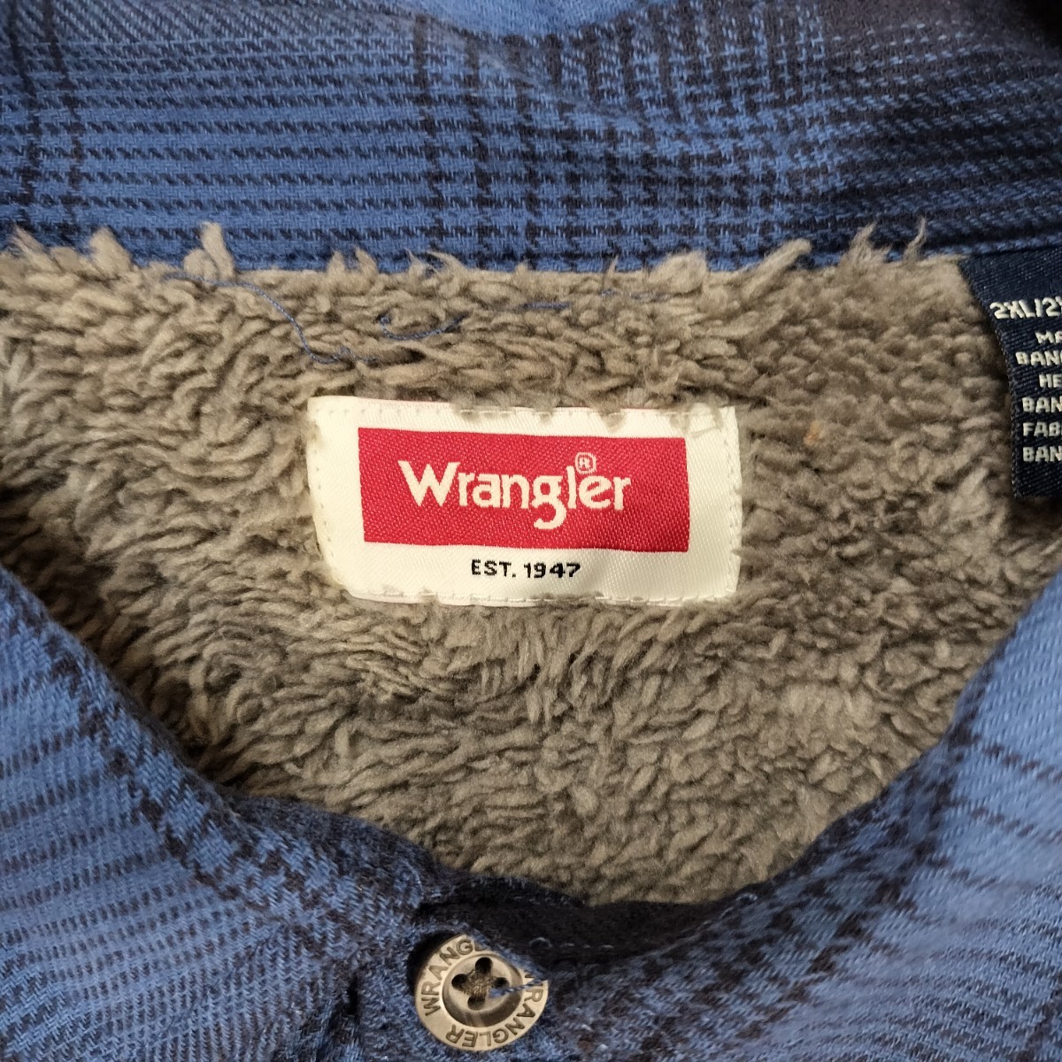 Wrangler　ボアジャケット　オーバーサイズ　ゆるダボ　海外古着　ブルー　CHECK_画像8