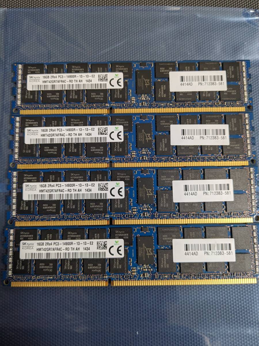 SK hynix サーバー用メモリ 64GB(16GB×4枚) PC3-14900R (DDR3-1866) Registered RDIMM #02_画像1