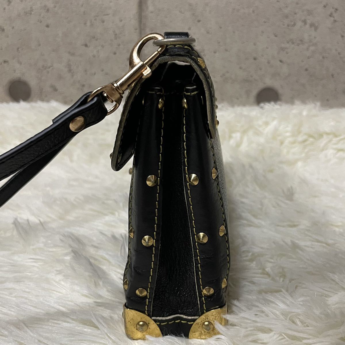 ①1円【廃盤品・入手困難】ルイヴィトン LOUIS VUITTON スハリ タランテュー ショルダーバッグ 斜め掛け ゴールド金具 ブラック ビンテージ_画像5