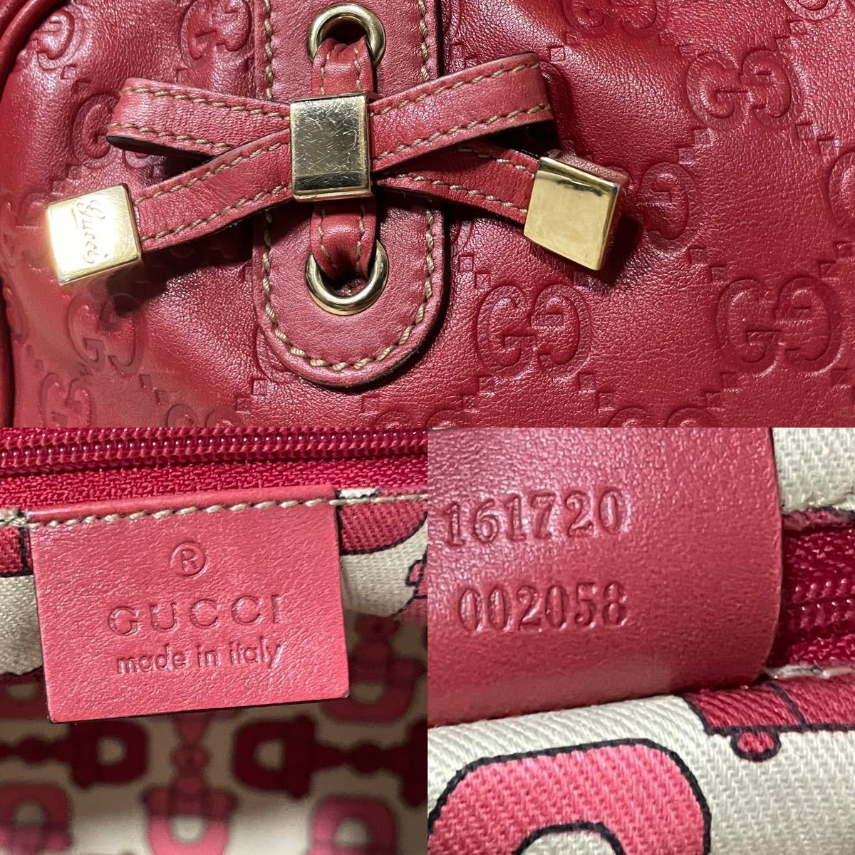 ①【希少カラー】グッチ GG シマレザー 内ホースビット ミニボストン ブラウン GUCCI_画像10