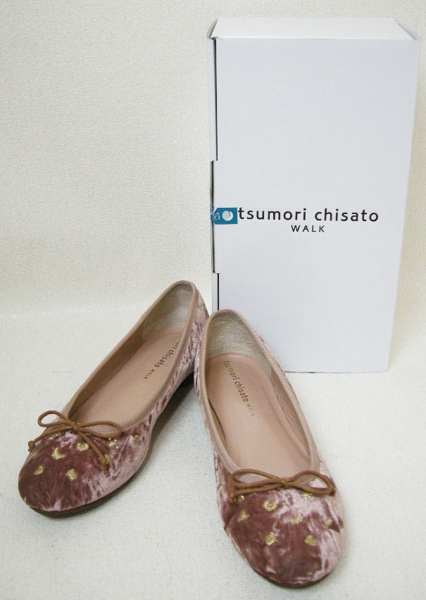 #TSUMORI CHISATO[ Tsumori Chisato ] розовый бежевый велюр вышивка туфли-лодочки 23.5cm/ с ящиком #