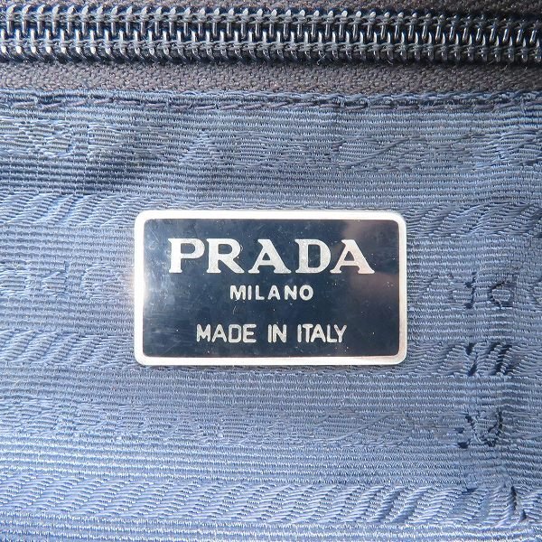 #aub プラダ PRADA ハンドバッグ 黒 ロゴ ビーズ 刺繍 イタリア製 レディース [837943]_画像8