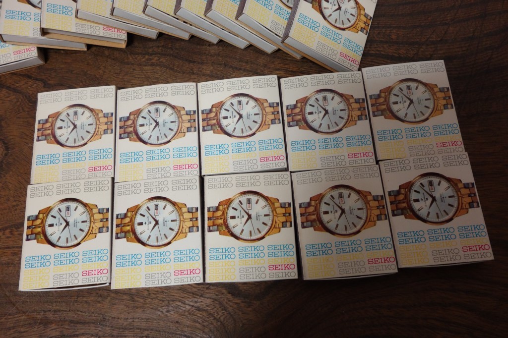 昭和レトロ 世界の時計 SEIKO セイコー Sportsmatic 腕時計 未使用 マッチ箱まとめて30点◆非売品 ノベルティ 販売店 宣伝 広告_画像2