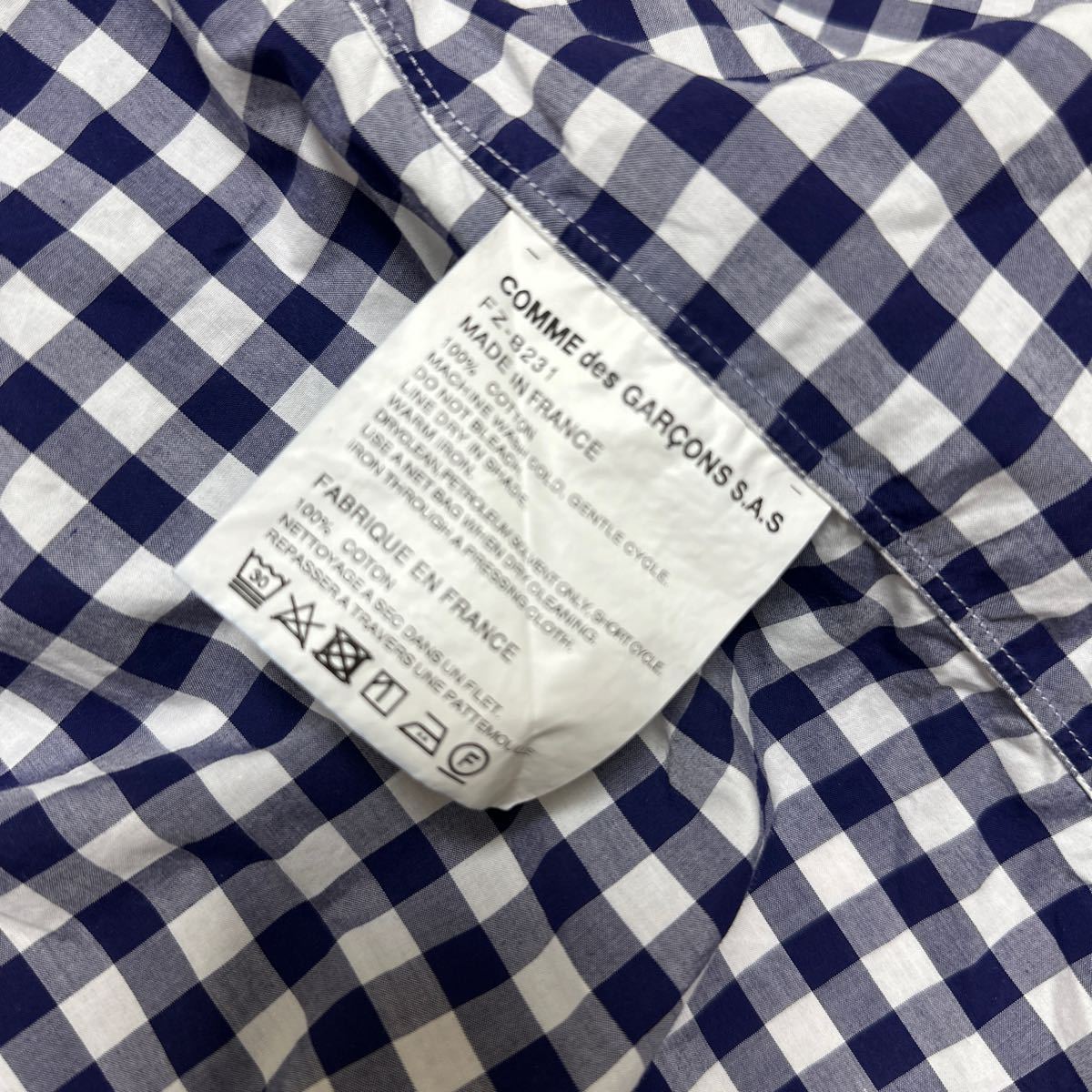 ☆【COMME des GARCONS SHIRT】コムデギャルソンシャツ NAVY CHECK Sサイズ MADE IN FRANCE_画像4