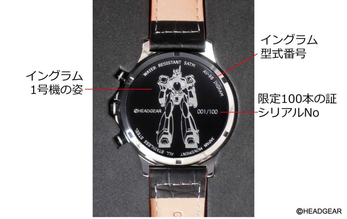 【全世界100本限定販売】パトレイバー35周年記念腕時計 原作者HEADGEAR 5人の（複製）サイン入り取扱説明書付き