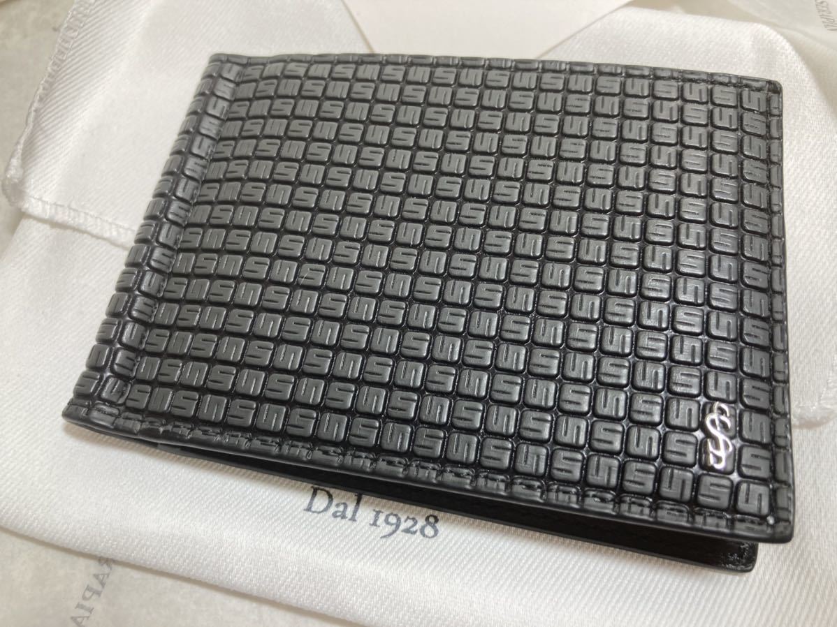 新品　セラピアン(伊)　２つ折り財布　マネークリップ式　ＰＶＣグレー×レザー黒　イタリア製　定価３．１万円_画像2