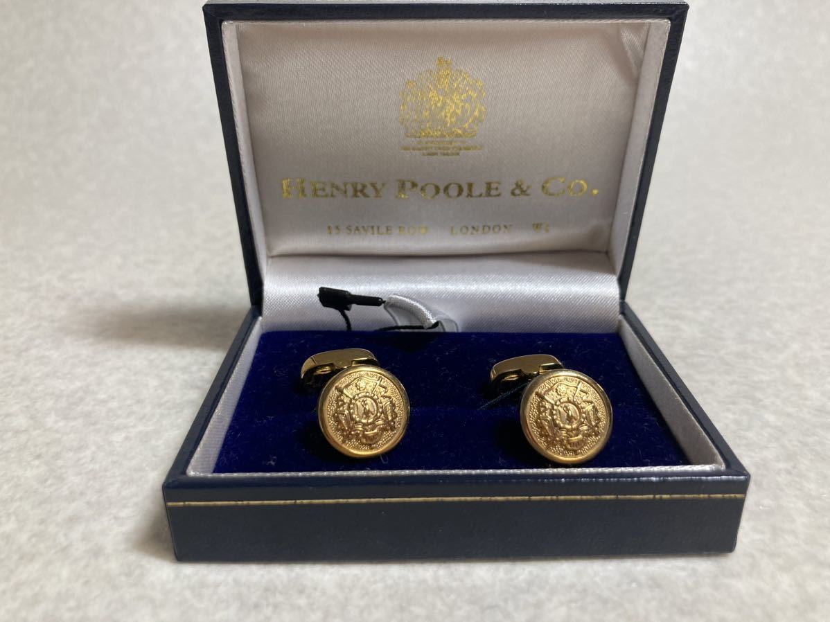 新品　ヘンリープール(英)　カフリンクス　イギリス製　金色　ナポレオン紋　定価２万円