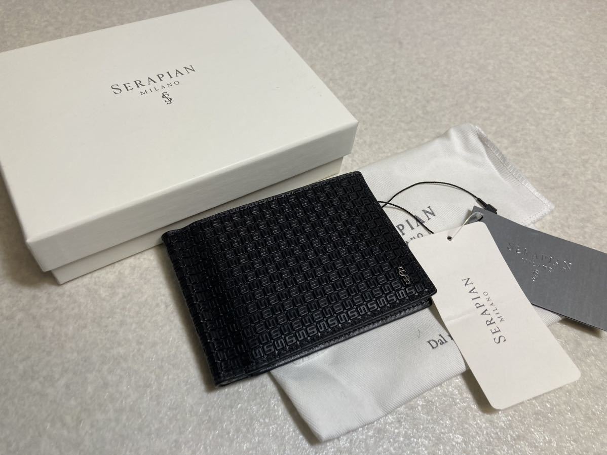  новый товар Sera Piaa n(.) 2. складывать кошелек зажим для денег [ стерео хлеб ] чёрный PVC× чёрный кожа Италия производства обычная цена 3.1 десять тысяч иен 