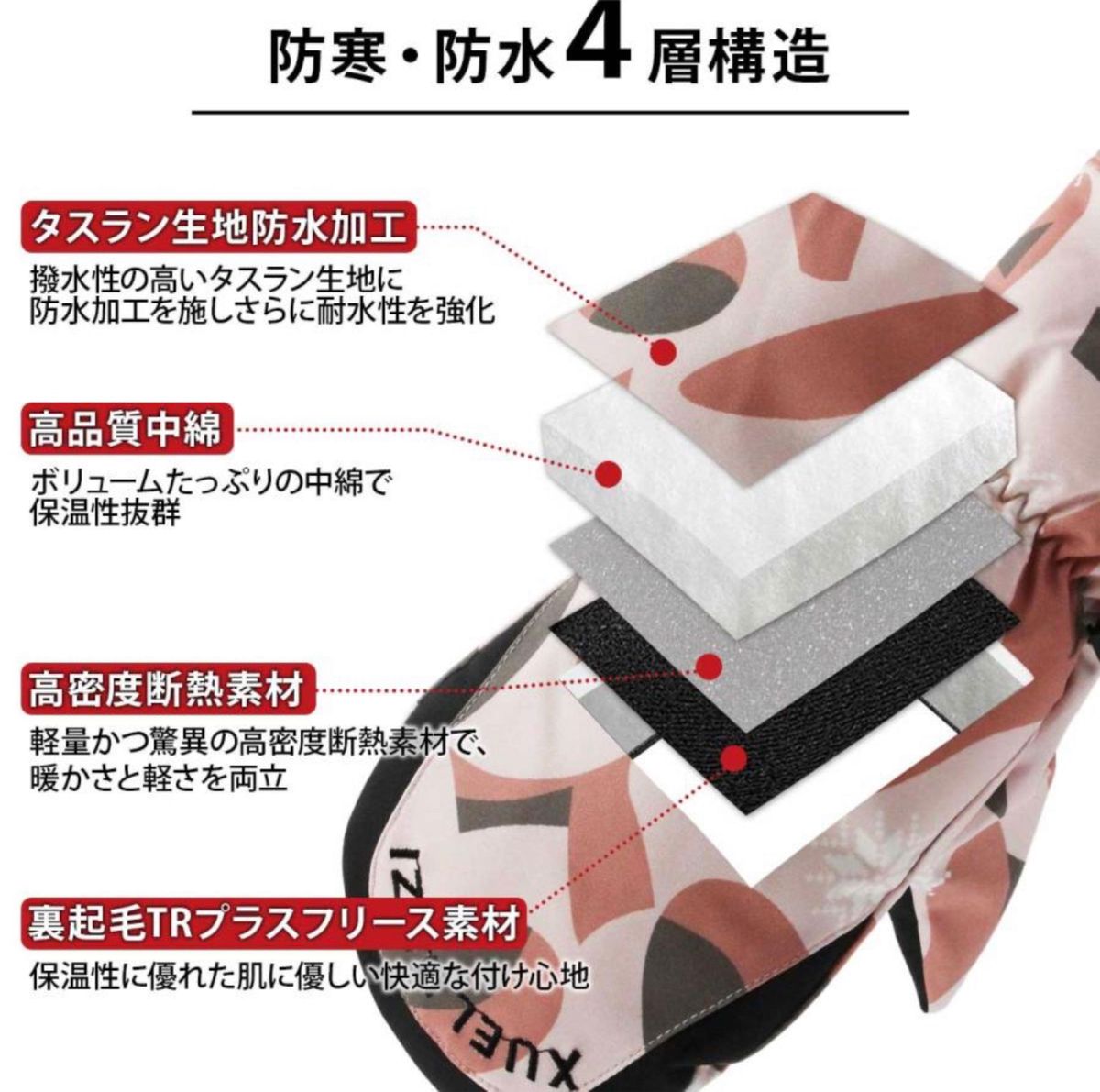 スキー手袋ミトン　防寒手袋　スノボグローブ　防寒防水 滑り止め　ミトンタイプ