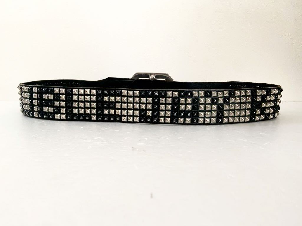 HTC size34 DOUBL JAY KAY studs belt special order leather belt black black wjk Hollywood Trading Company USA made Italy made 