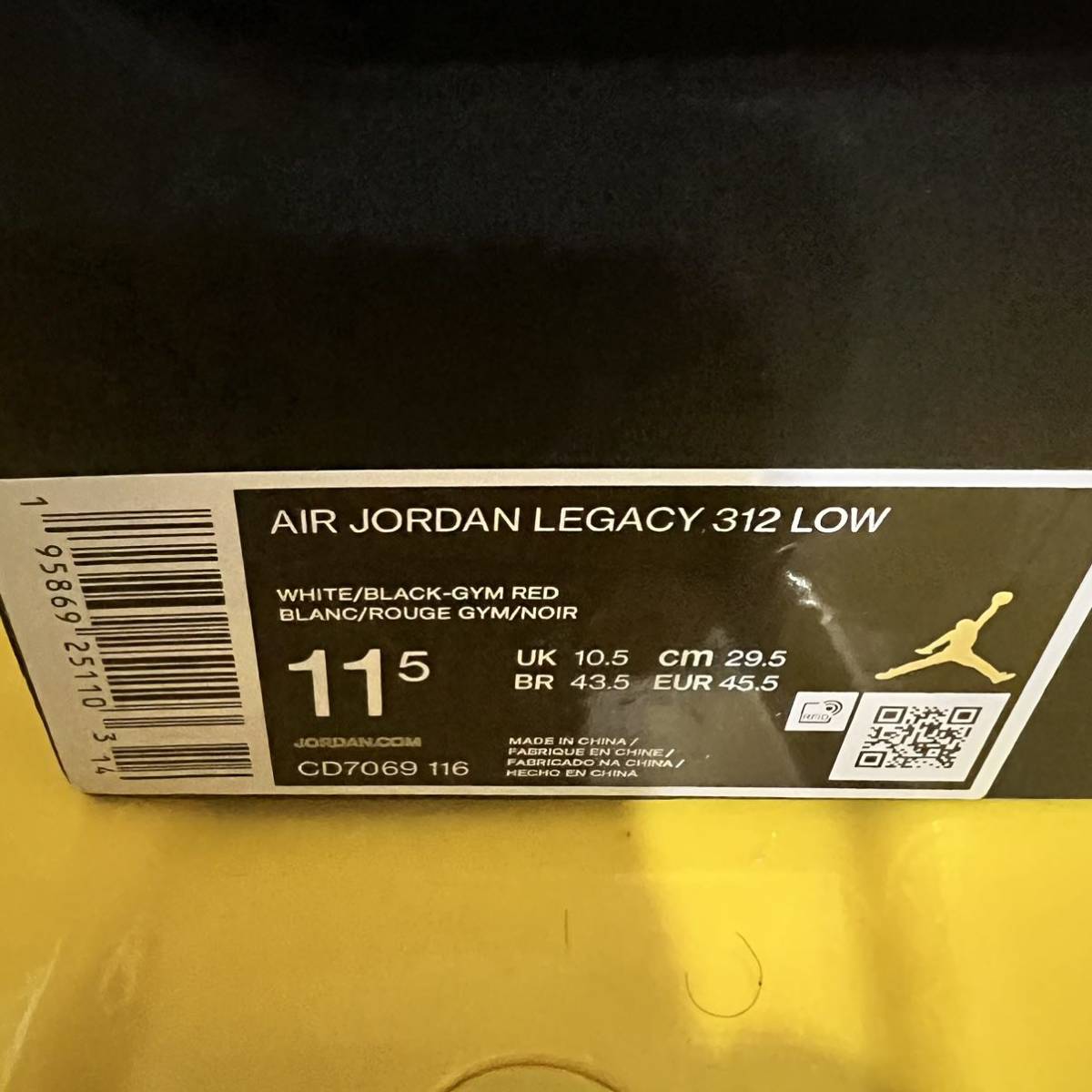 29.5cm Nike Jordan Legacy 312 Low Chicago ジョーダン レガシー312 シカゴ US11.5 AIR JORDAN エアジョーダン スニーカー 新品 黒タグ付_画像2