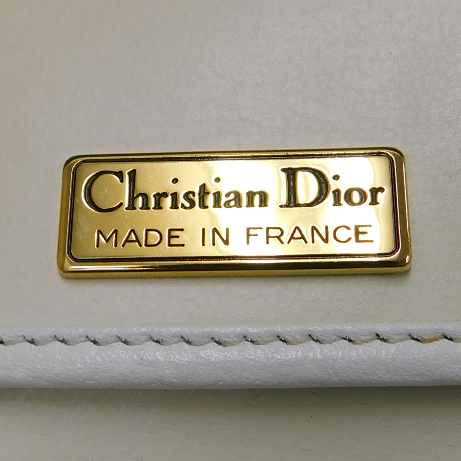 1円 ■ ディオール ショルダーバッグ ホワイト系 レザー ゴールド金具 おしゃれ かわいい Christian Dior ■E.Bll.Gt-10_画像8