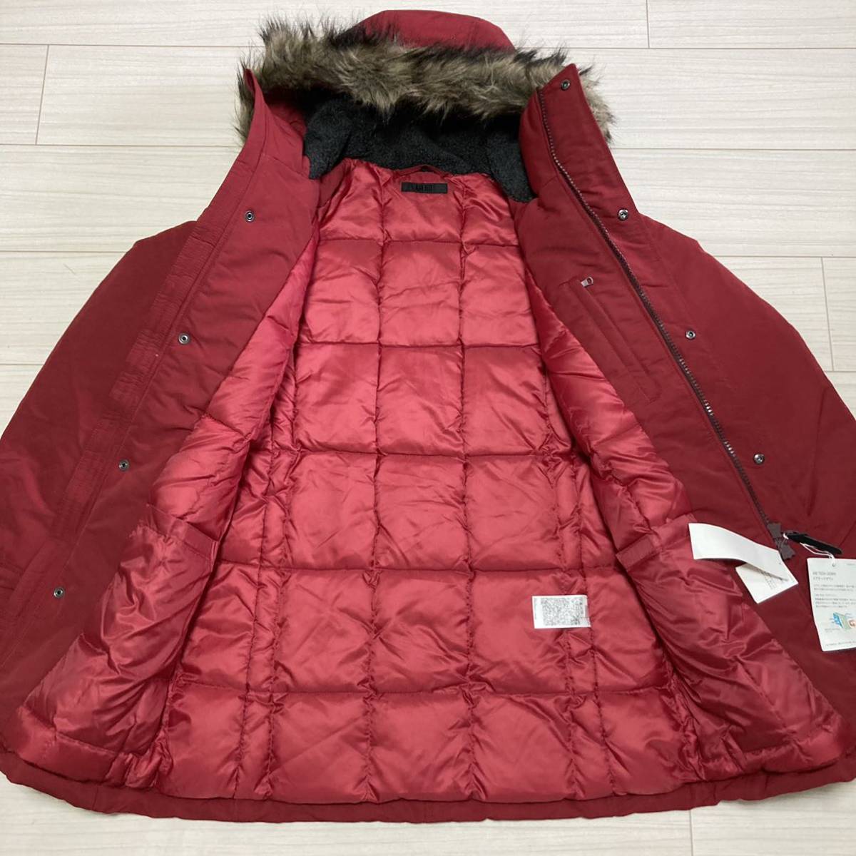  new goods not yet #UNIQLO Uniqlo # air Tec down coat jacket S red red fur hood reverse side boa f-ti- regular price 16390 jpy dead stock 