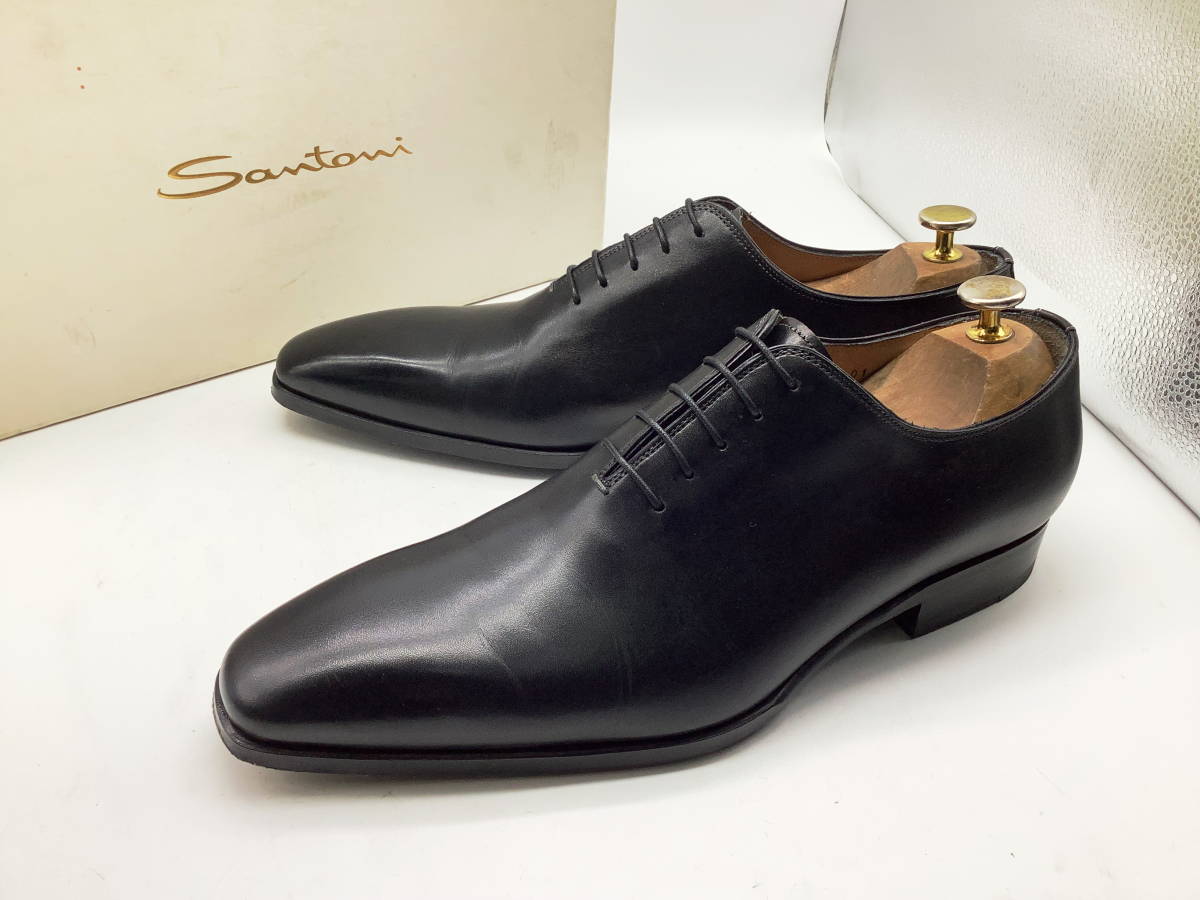 【使用僅極美】Santoni サントーニ ★イタリア製 ホールカットプレーントゥドレス UK8 ★_画像1