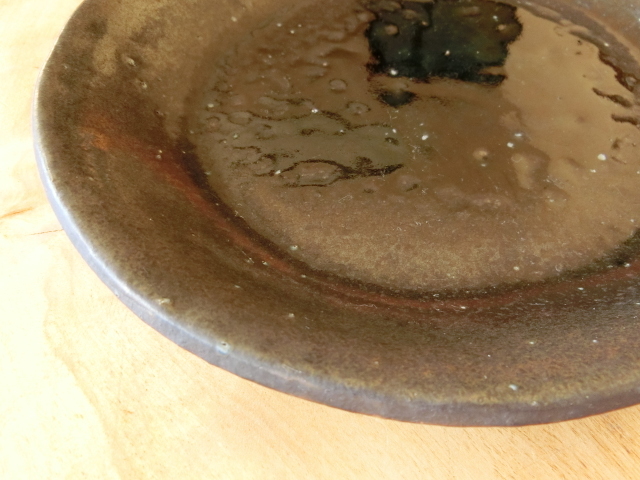 ◆信楽焼 しんにょ陶器 楕円皿 2枚 黒系 メインプレート サラダプレート等に◆USED◆_画像7