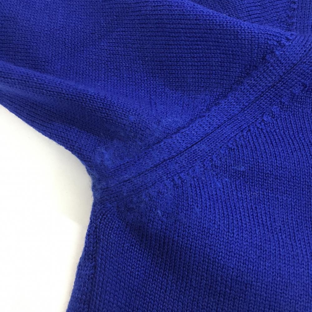 ジェイリンドバーグ セーター ブルー×白 ロゴ刺しゅう Vネック ニット ウール100％ メンズ M ゴルフウェア J．LINDEBERG_画像7