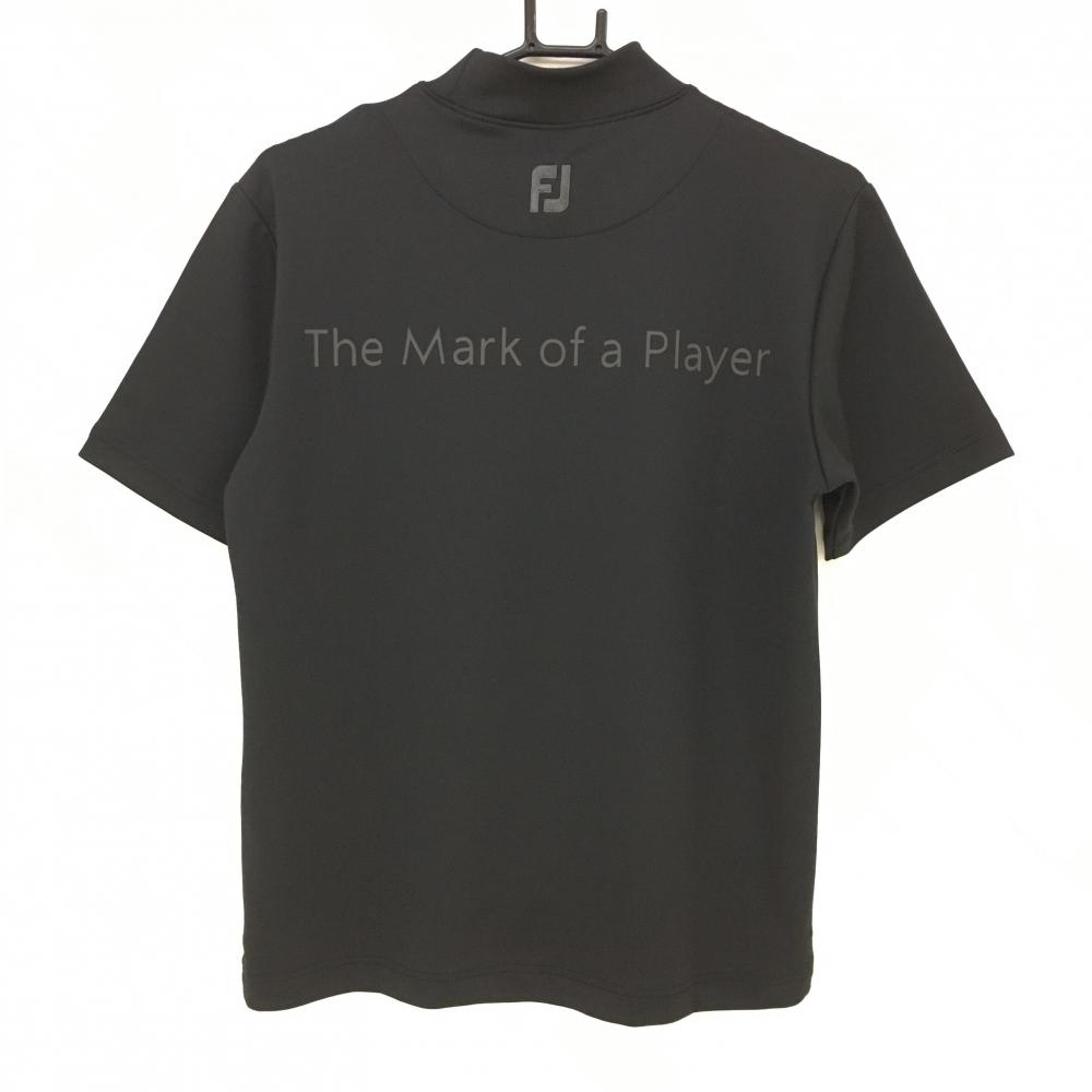 【超美品】フットジョイ 半袖ハイネックシャツ 黒×グレー ビックプリント メンズ M ゴルフウェア 2021年モデル FootJoy_画像2