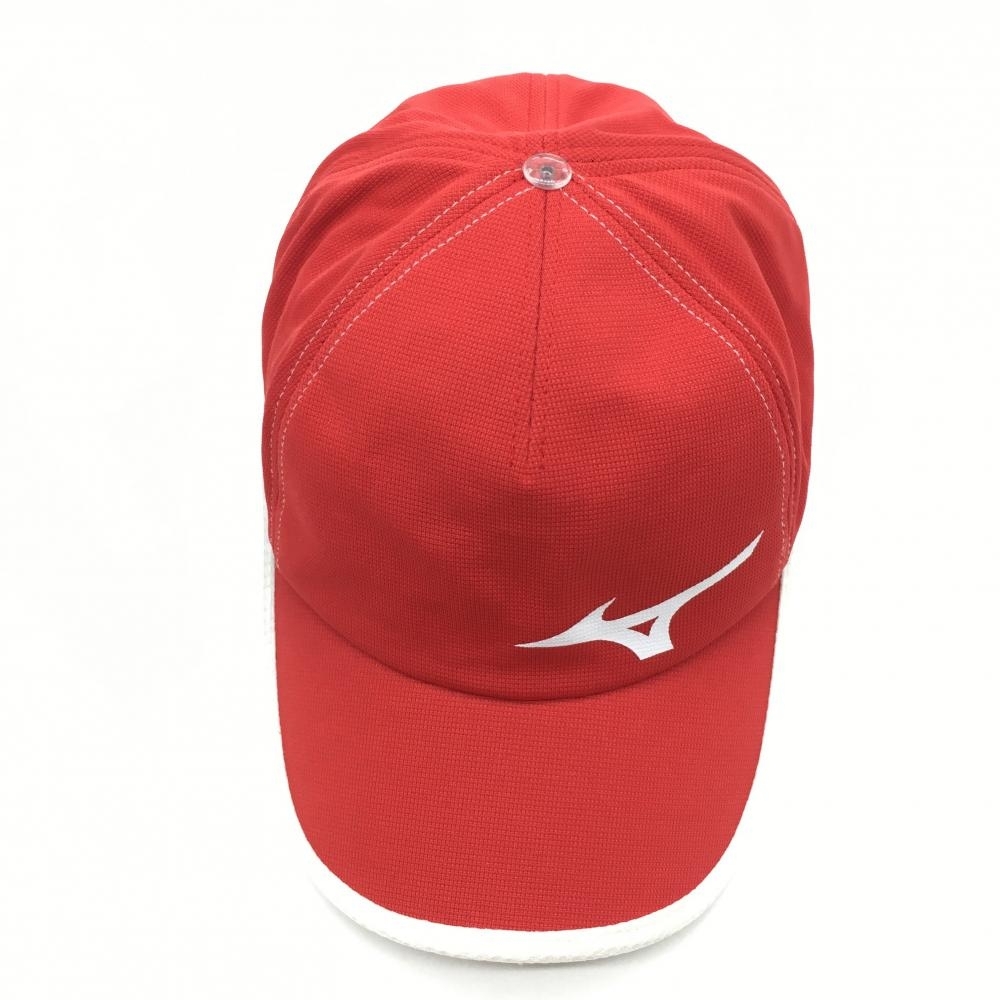 [ beautiful goods ] Mizuno cap red × white Logo print .. side dirt F(56-60cm) Golf wear MIZUNO