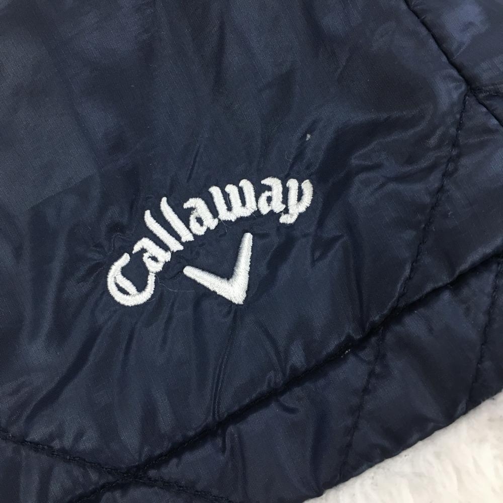 キャロウェイ 中綿スカート ネイビー×白 キルティング センタージップ 裾ボア レディース L ゴルフウェア Callaway_画像3