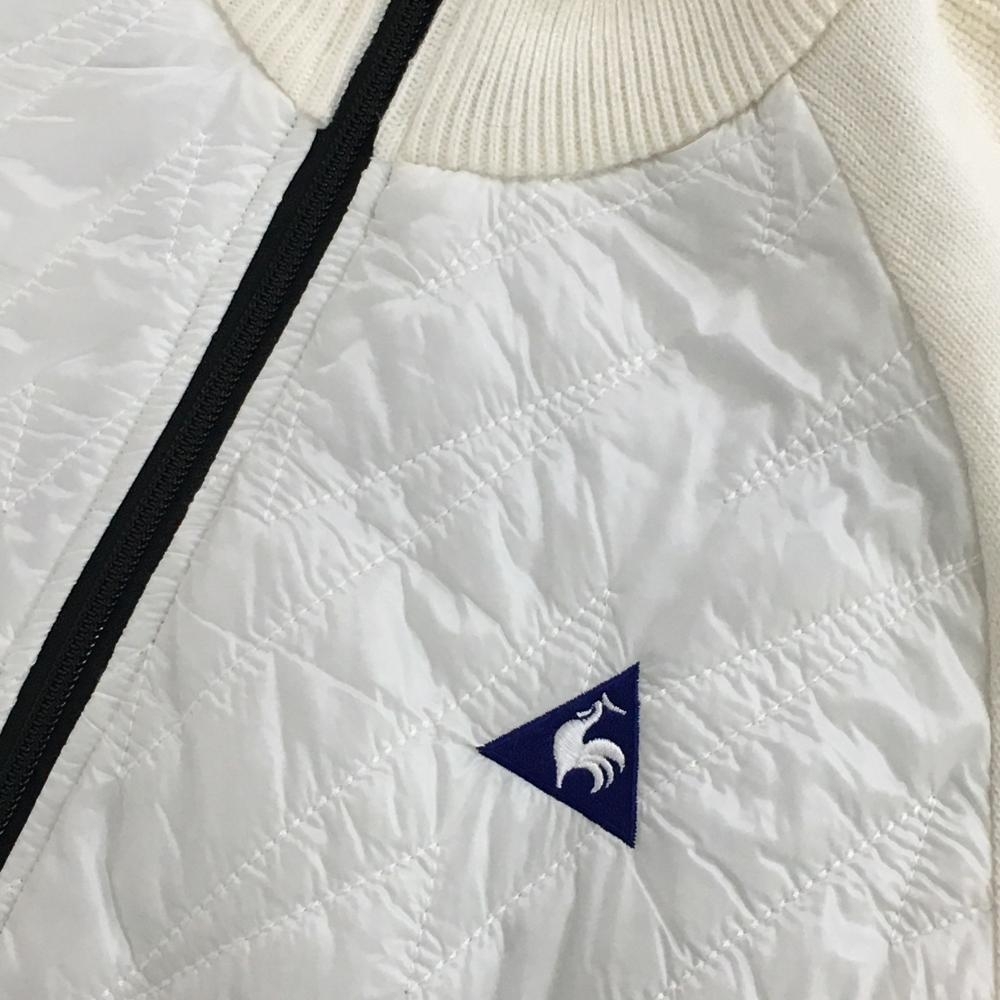 【超美品】ルコック 中綿ニットジャケット 白 一部キルティング ウール混 メンズ L ゴルフウェア le coq sportif_画像3