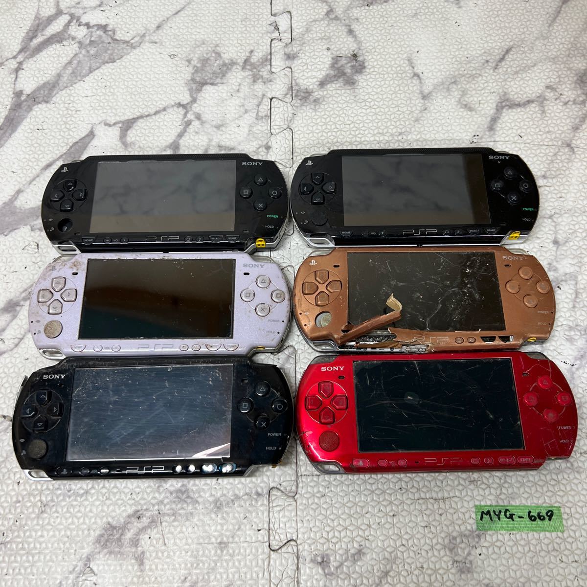 MYG-669 激安 ゲー厶機 PSP 本体 SONY PSP-1000 PSP-2000 PSP-3000 動作未確認 6点 まとめ売り ジャンク 同梱不可_画像1