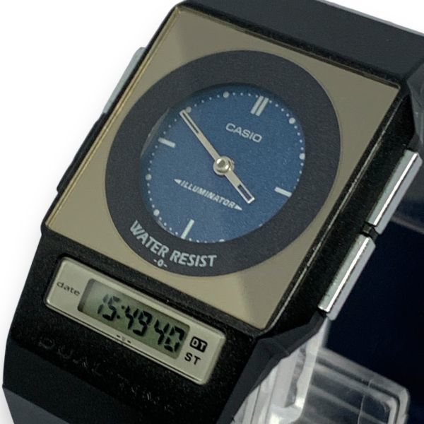 ■稼働品・美品・訳あり・希少レア　CASIO カシオ　FS-01　ペラ フィルムウォッチ　DUAL TIME　ブルー文字盤　オールドカシオ　電池交換済_画像2