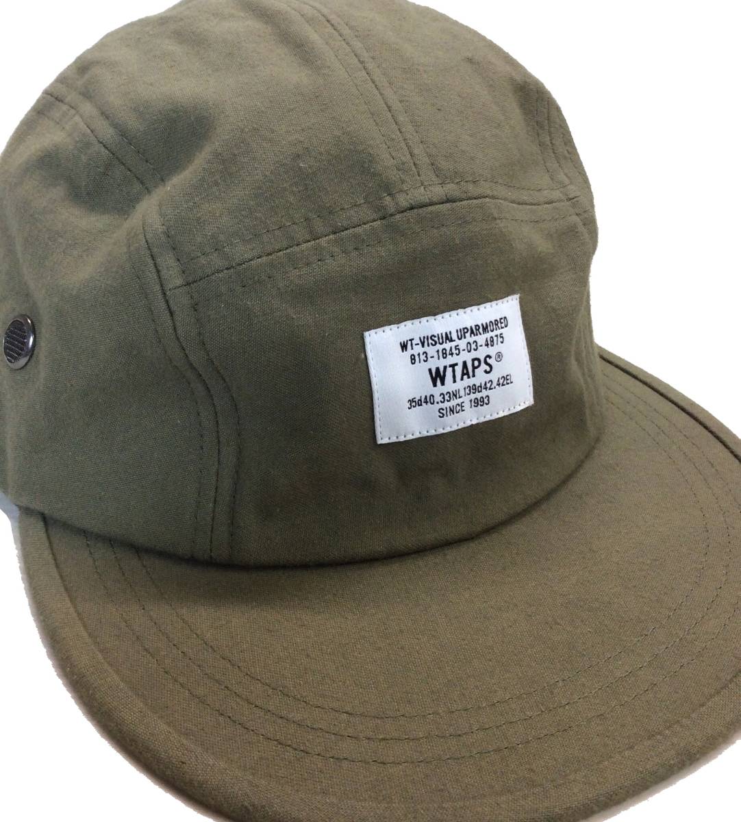 美品 WTAPS ダブルタップス T-5 CAP NYCO SATIN キャンプキャップ 帽子 オリーブグリーン系 202HCDT-HT02 X00_画像2