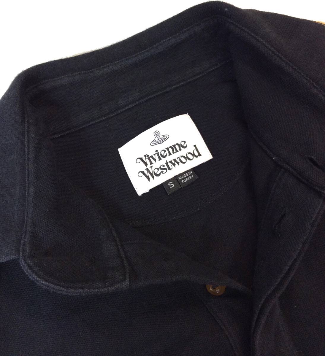 Vivienne Westwood ヴィヴィアンウエストウッド オーブ刺繍 半袖 ポロシャツ ブラック 黒/イエロー メンズ S (ma)_画像4