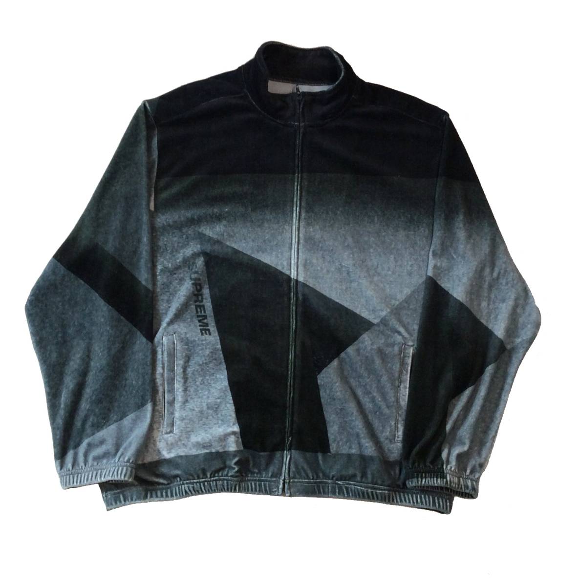 美品 SUPREME シュプリーム 23SS ベロアトラックジャケット Geo Velour Track Jacket ジャージ ブラック/グレー系 XXL_画像1