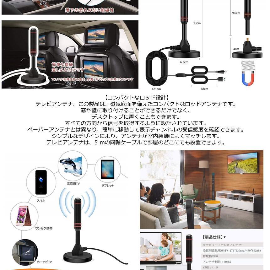 室内アンテナ 地デジ テレビ ブースター内蔵 4K HD TV デジタル アンテナ 5m 車載 高感度 UHF VHF対応 設置簡単 USB式 高画質 KEISAN_画像4