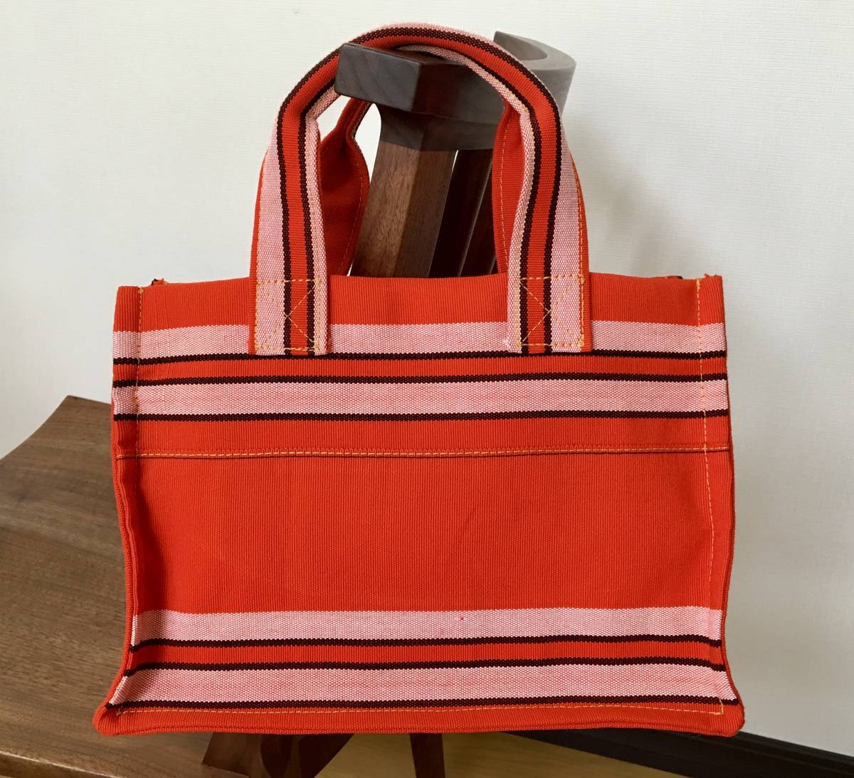  Mini tote bag kimono obi lining less orange black . becomes Japanese style simple tote bag sub bag remake hand made 