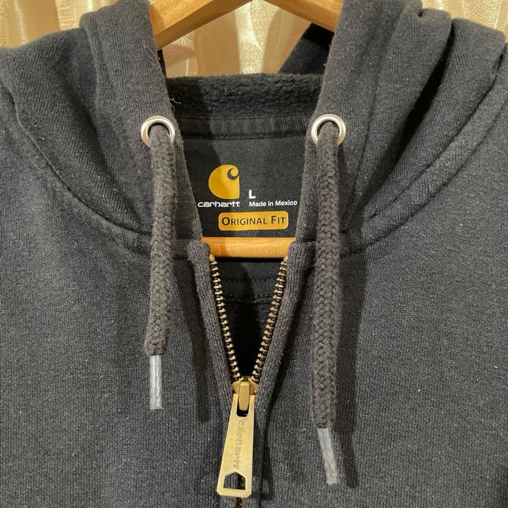 カーハート Carhartt フルジップパーカー サイズL ブラック メキシコ製 ORIGINAL FIT スウェット トレーナーの画像5