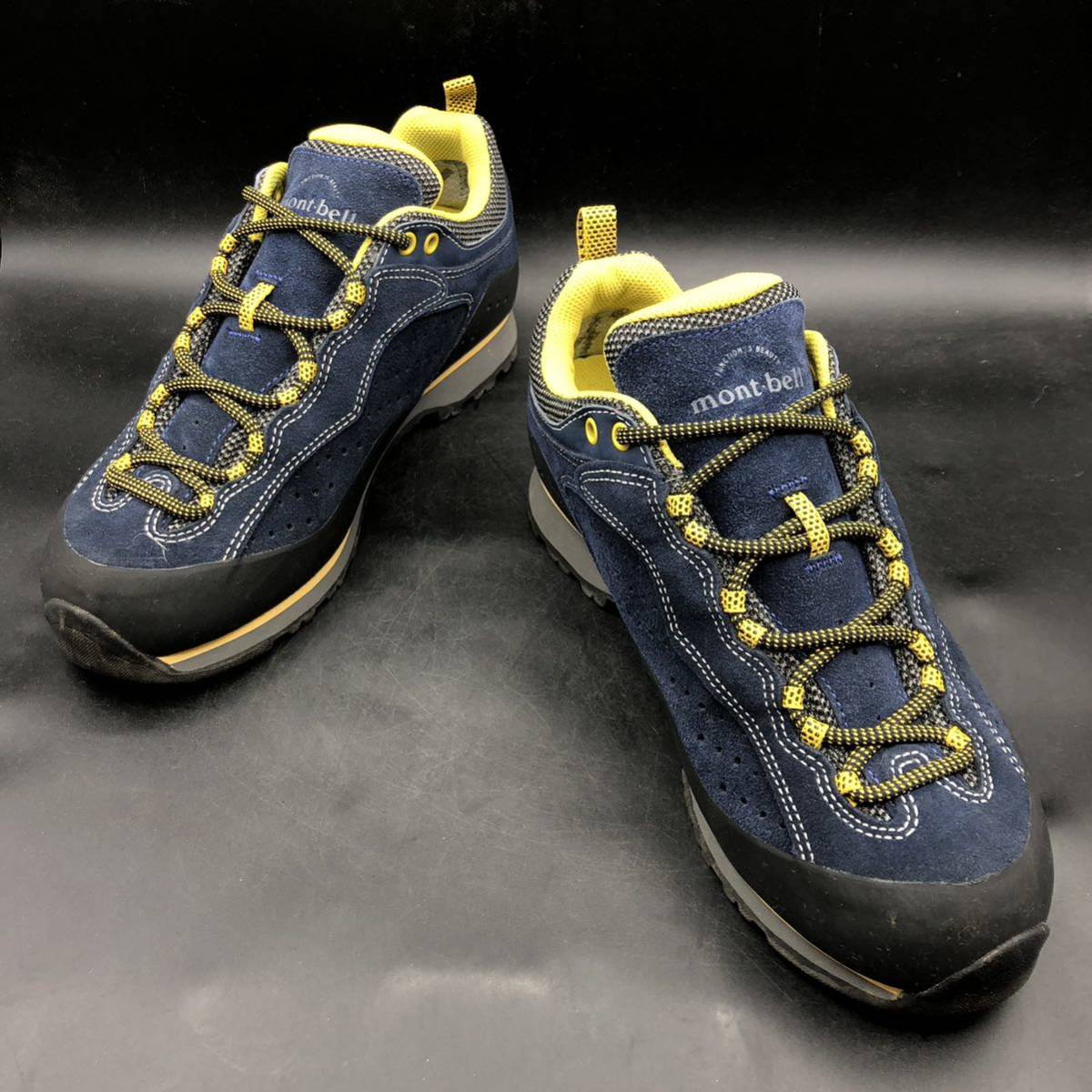 M1752 美品 mont-bell モンベル クラッグステッパー GORE-TEX ゴアテックス トレッキング シューズ メンズ 25.5cm ネイビー イエロー 靴_画像3