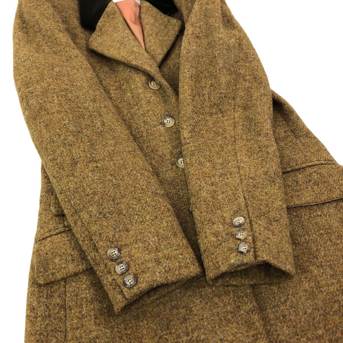 m448-67 美品 SCAPA スキャパ Harris Tweed ハリスツイード ロング テーラード ジャケット チェスターコート アウター マスタード系 38_画像6