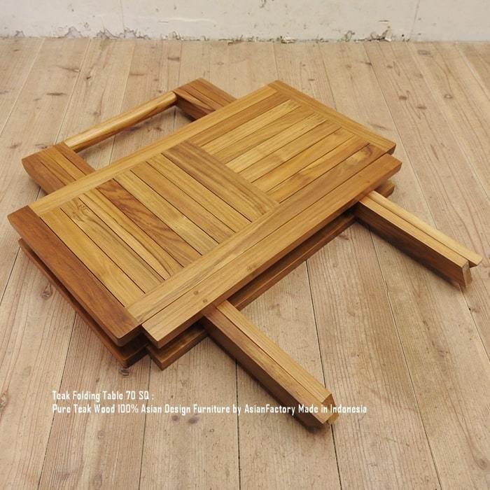 チーク無垢材 折りたたみ ガーデンテーブル 70SQ スクエア 70cm×70cm 正方形 ピクニックテーブル 木製コーヒーテーブル サイドテーブル_画像8