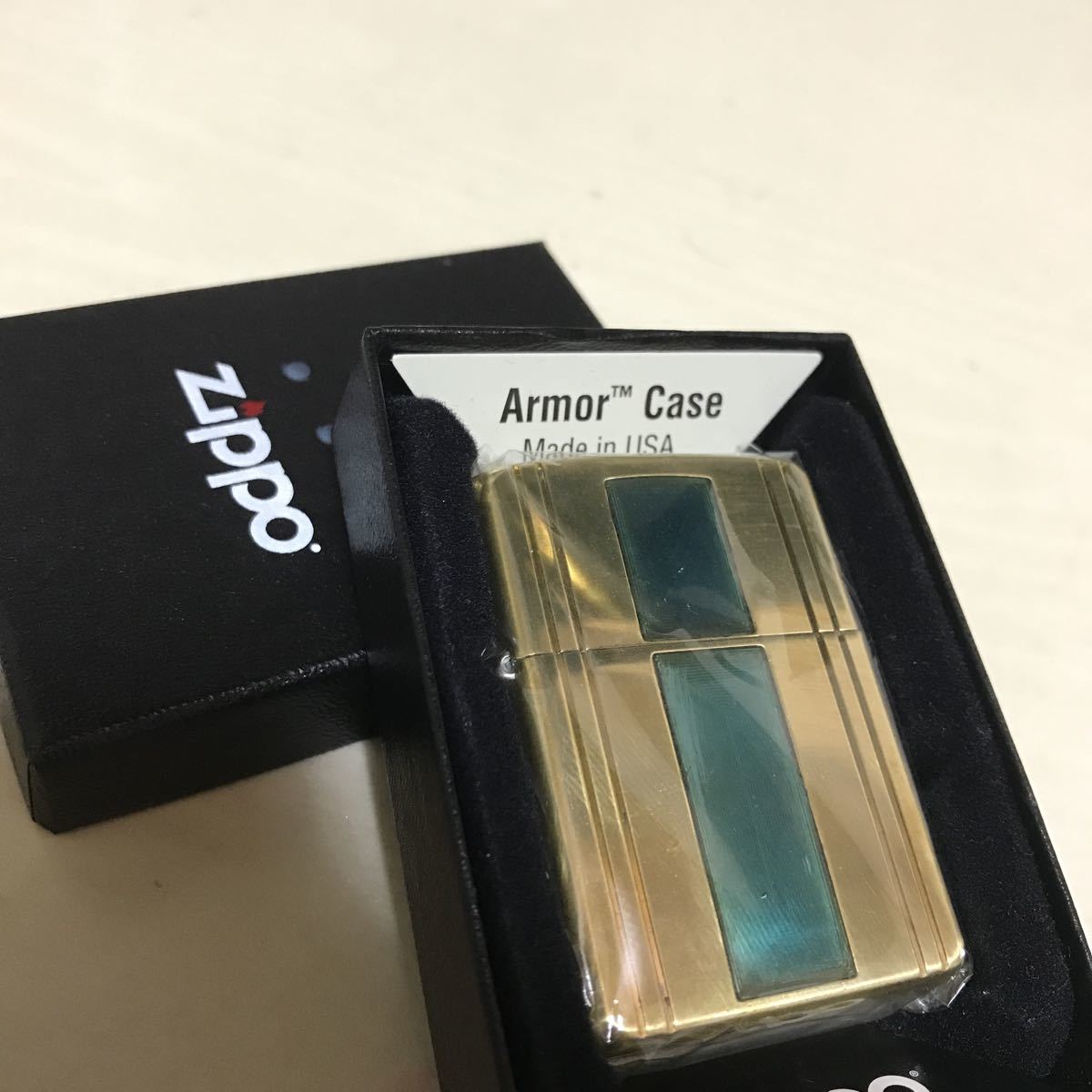 ZIPPO ジッポ ARMOR アーマー 2002年製 solid brass Blue 未使用_画像7