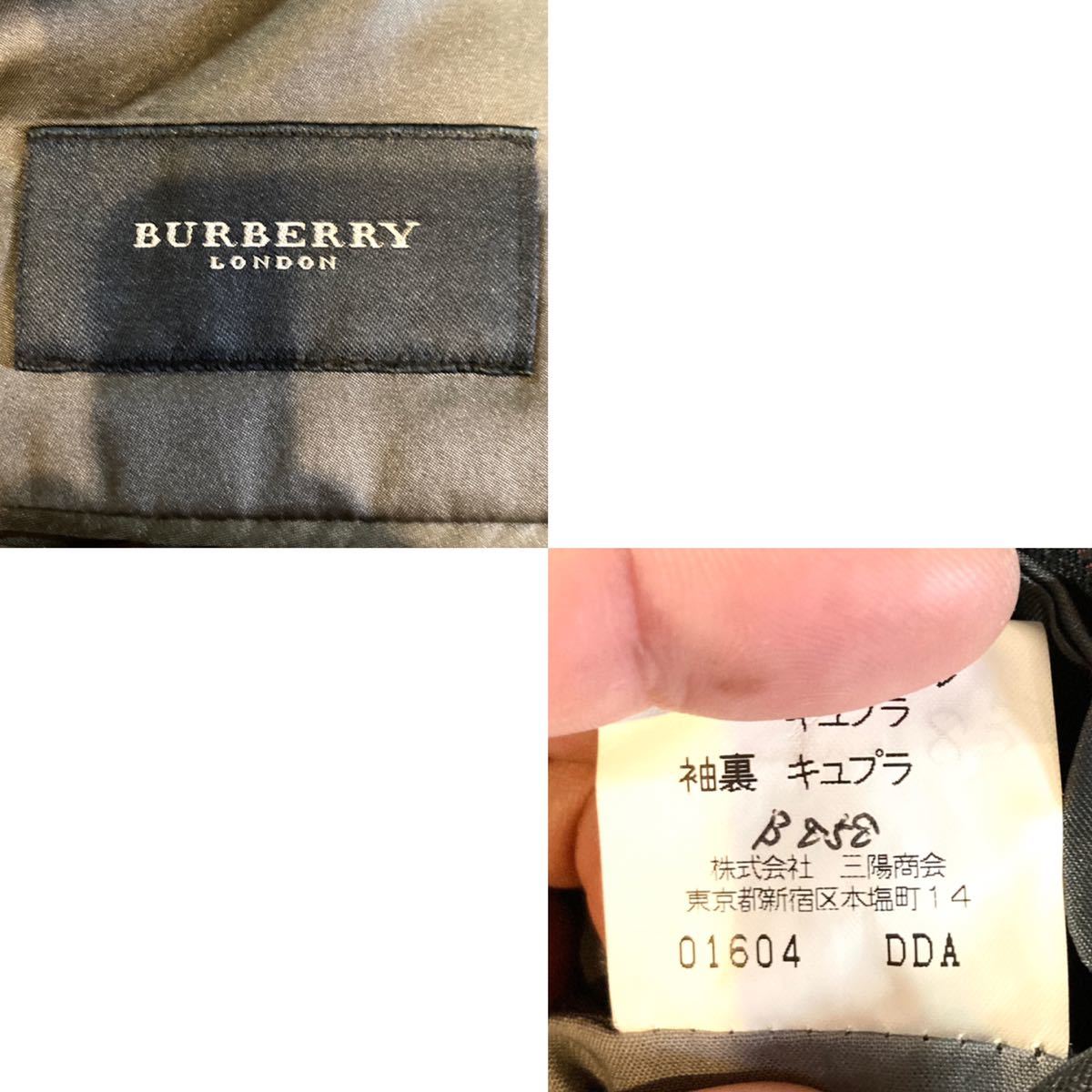 BURBERRY LONDON★テーラードジャケット★ストライプ★3ボタン★サイドベンツ★日本製★バーバリー★定価7万円 ダークグレー 灰赤黄 極美品_画像3