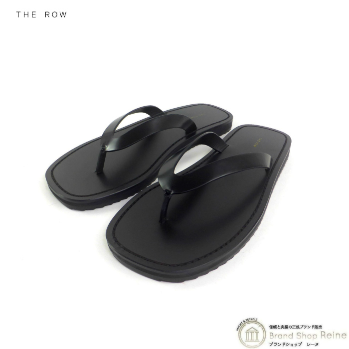 ザ・ロウ （The Row） CITY FLIP FLOP フラットサンダル ビーチサンダル ＃38 シューズ F1388 ブラック（新品）_画像1