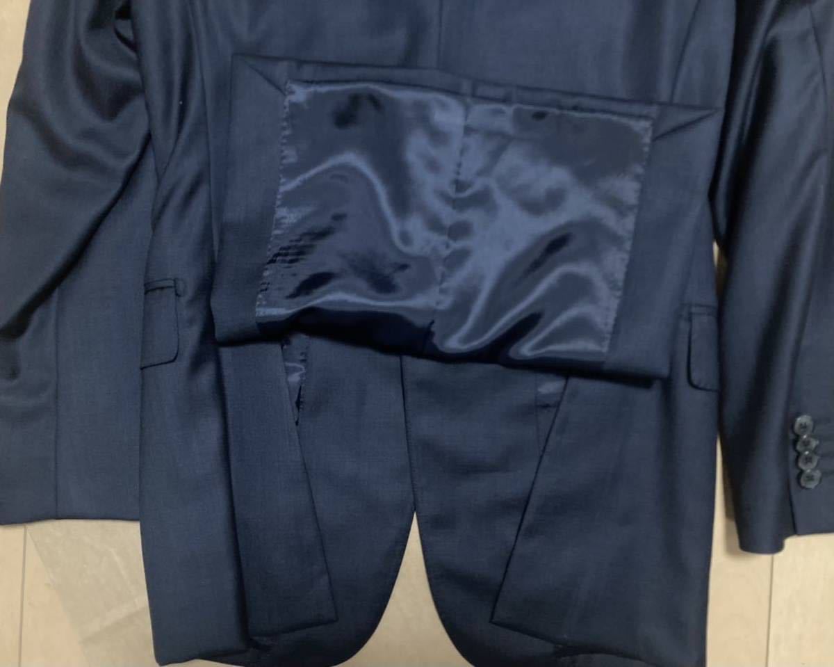 BARNEYS NEW YORKバーニーズ ニューヨーク）未使用品 定価9万円位最高級Super130’sウールジャケット 42(XS-S) 紺色イタリア製生地Barneysの画像10