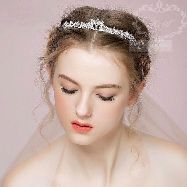 3 point set earrings ( earrings )& necklace & Tiara wedding u Eddie ng new goods accessory wedding wedding silver . flower 