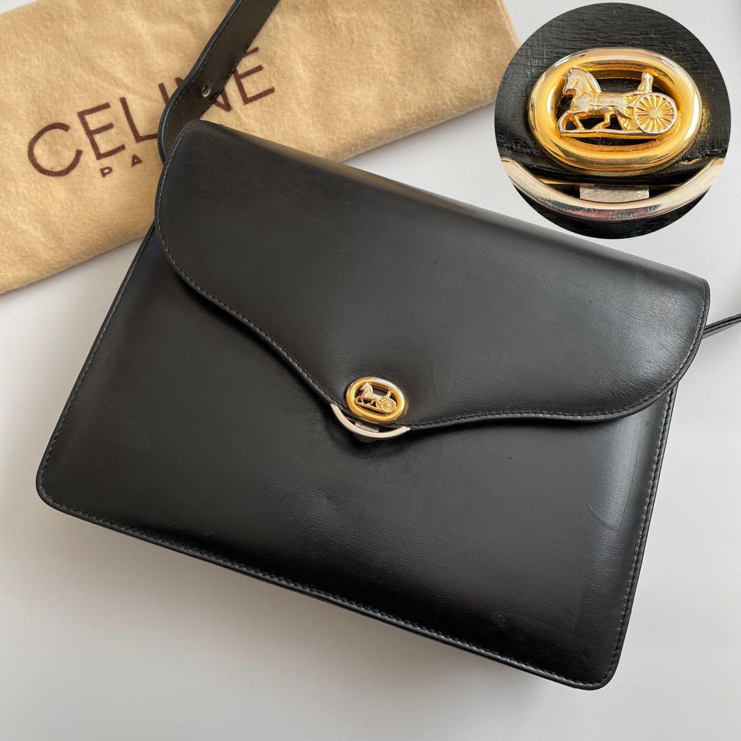 在庫限り】 【美品】CELINE セリーヌ ブラック 黒 本革 レザー