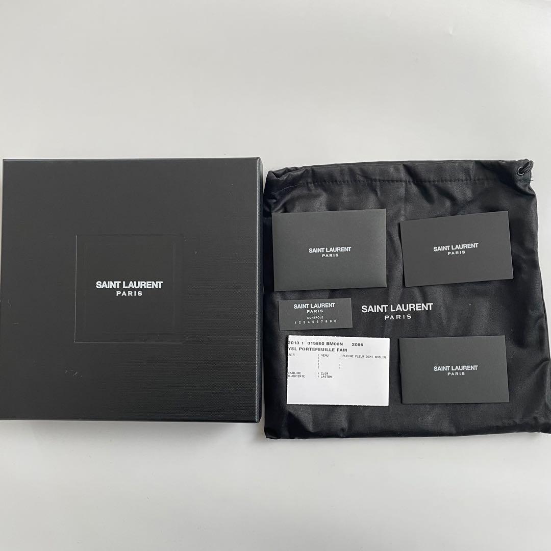 【新品・付属品完備】SAINT LAURENT サンローラン ウォレット チェーン 二つ折り財布 ラウンドファスナー カーフレザー 黒 315860_画像10