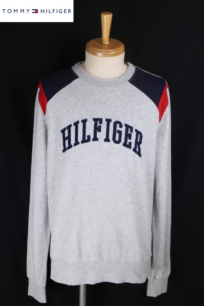 ■美品■TOMMY HILFIGER■薄手 ロゴ トレーナー S グレー トミーヒルフィガー 日本正規品_画像1