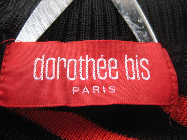 Kog220812: dorothee bis ドロテ・ビス セーター M 赤/黒の横ストライプ _画像5