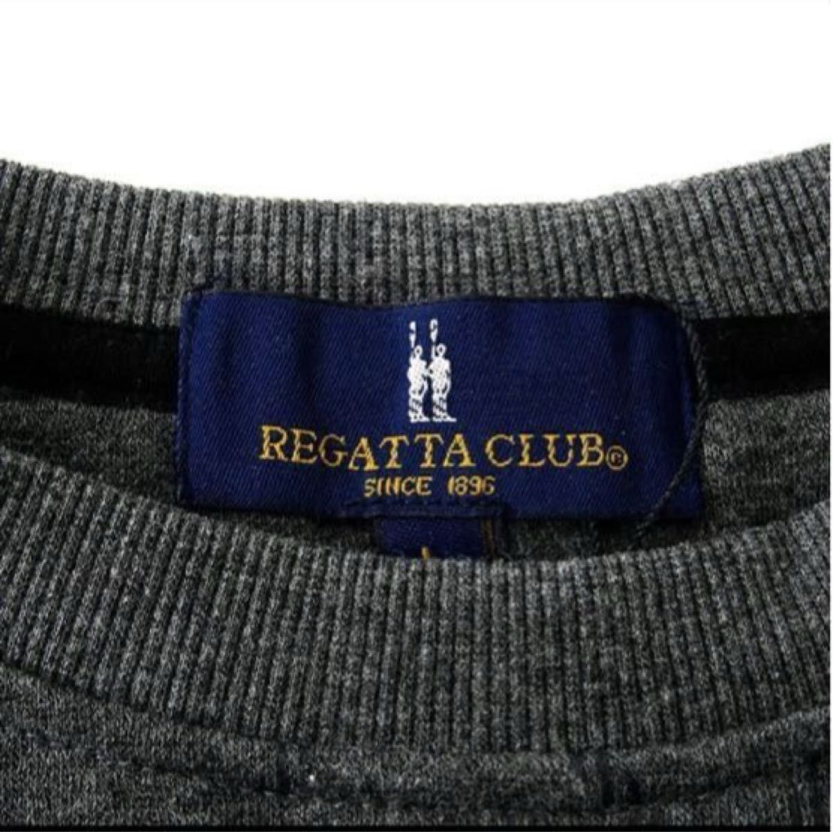 新品【REGATTA CLUB】レガッタクラブ裏起毛スウェットプルオーバーL(杢チャコール×ホワイト×ブラック)トレーナーチェック