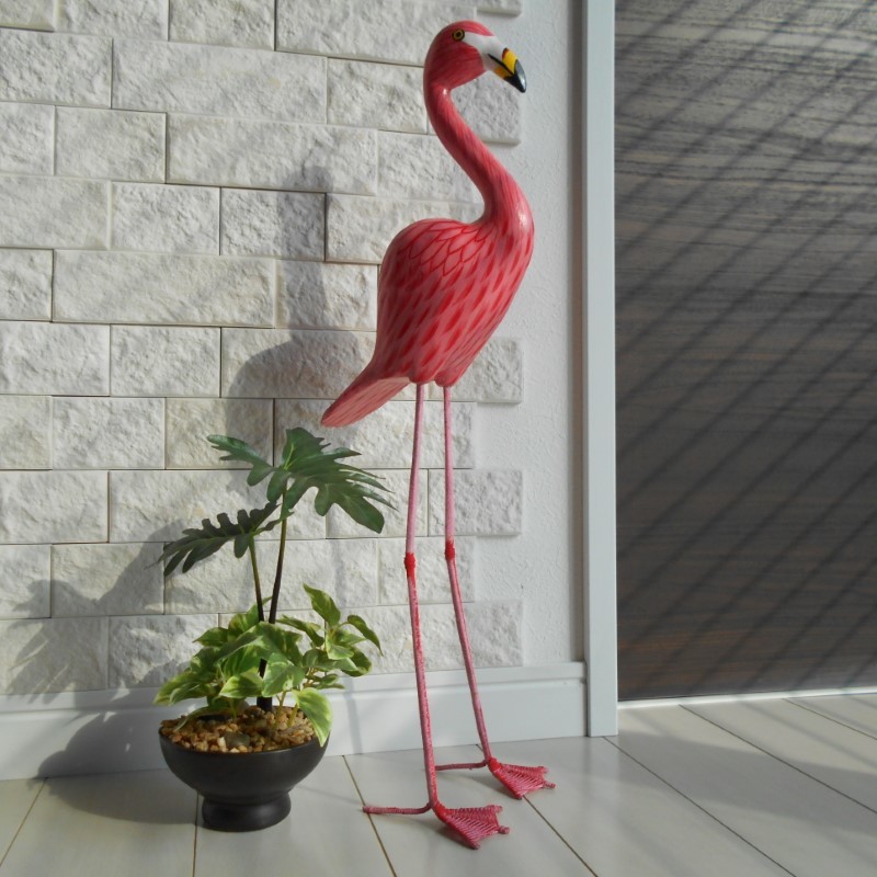 フラミンゴ Flamingo 50ｃｍ ヒルトン ハワイアン ビレッジ ワイキキ ビーチ リゾート アロハ バードオブジェ アジアン雑貨 バリ雑貨_画像4